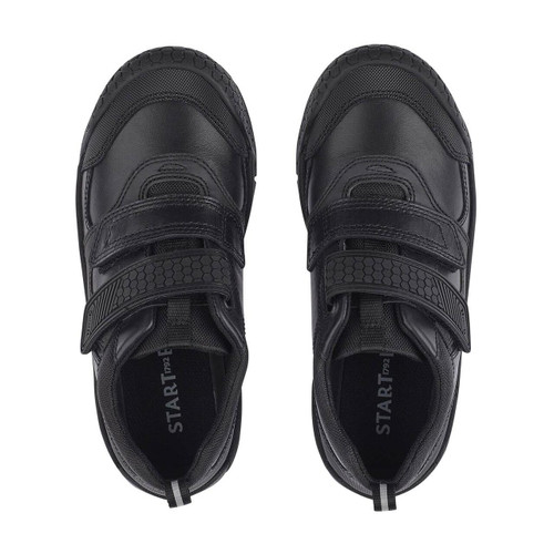 Start Rite Strike Black Leather Boys Rip-tape School Shoes