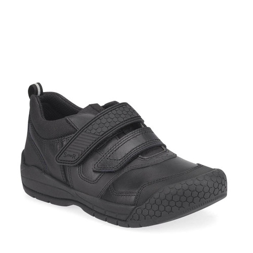 Start Rite Strike Black Leather Boys Rip-tape School Shoes