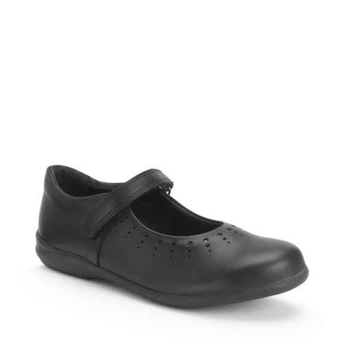 Start Rite Study Black Leather Simply By Start-Rite Girls Rip-tape Dual-Fit School Shoes