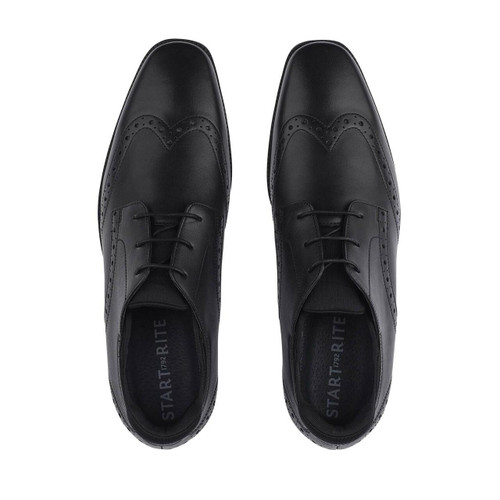 Start Rite Tailor Black Leather Senior Boys Lace-up School Shoes