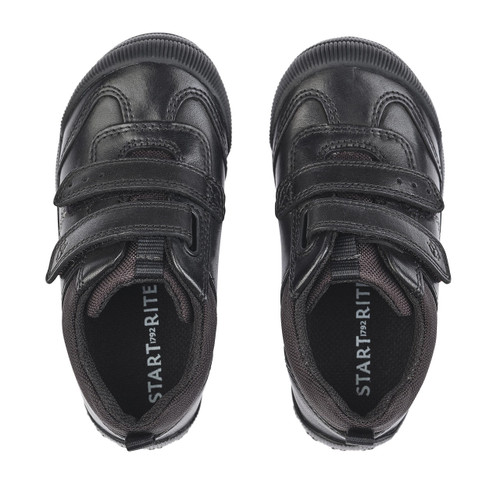 Start Rite Tickle Black Leather Boys Rip-tape First School Shoes