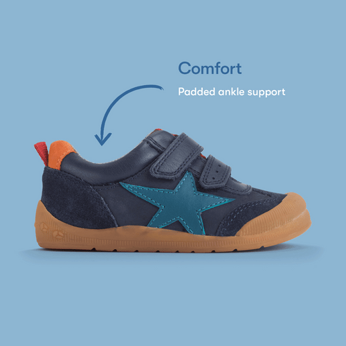 Start Rite Tickle Star Navy Leather Rip-tape Pre-school Casual Shoes