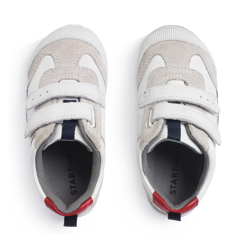 Start Rite Tickle White Leather/suede Riptape Pre-school Shoes
