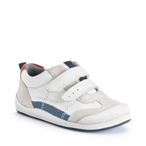 Start Rite Tickle White Leather/suede Riptape Pre-school Shoes