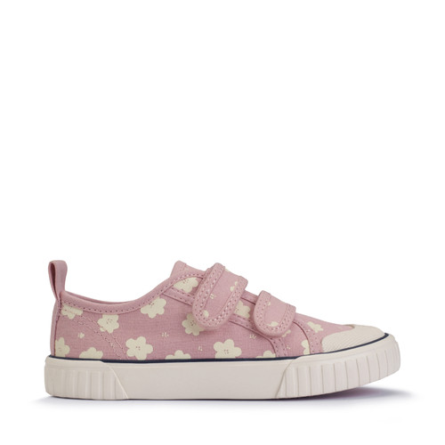 start rite Tide Dusky pink flower canvas kids closed rip-tape canvas shoes