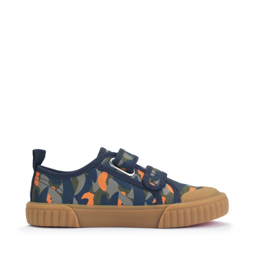 Start Rite Tide Khaki Camo Kids Closed Rip-tape Canvas Shoes