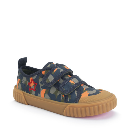 Start Rite Tide Khaki Camo Kids Closed Rip-tape Canvas Shoes