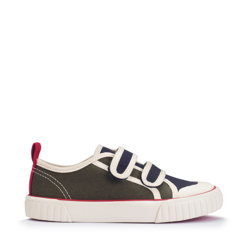 Start Rite Tide Khaki/navy Canvas Kids Closed Rip-tape Canvas Shoes