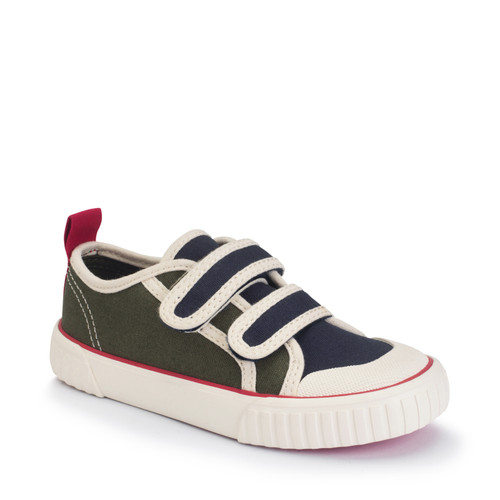 Start Rite Tide Khaki/navy Canvas Kids Closed Rip-tape Canvas Shoes