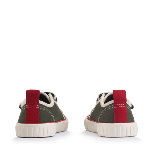 start rite Tide Khaki/navy canvas kids closed rip-tape canvas shoes