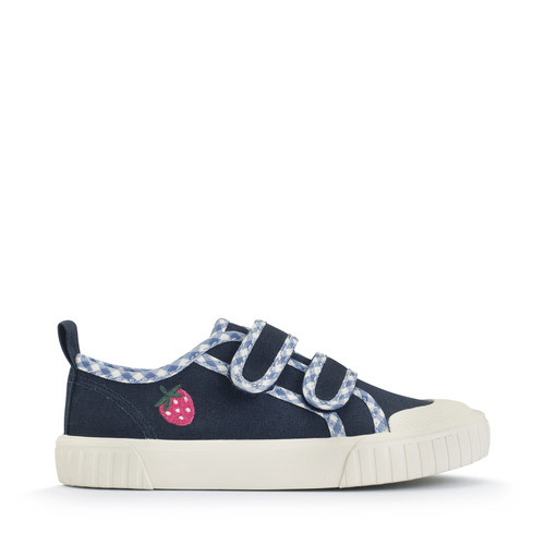 Start Rite Tide Navy Strawberry Canvas Kids Closed Rip-tape Canvas Shoes