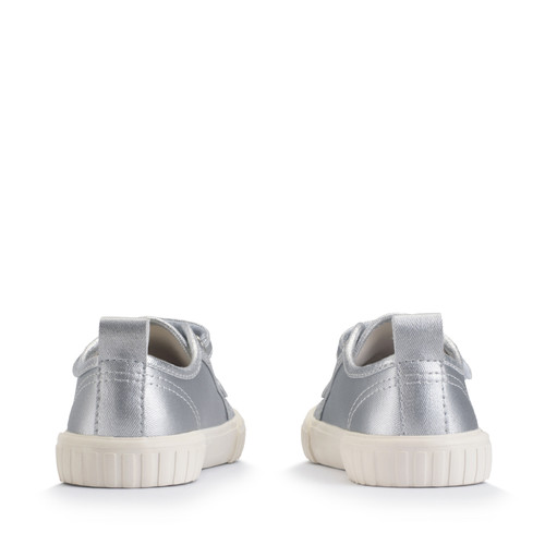 Start Rite Tide Silver Canvas Kids Closed Rip-tape Canvas Shoes