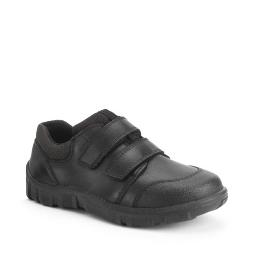 Start Rite Topic Black Leather Simply By Start-Rite Boys Dual-Fit Rip-tape School Shoes