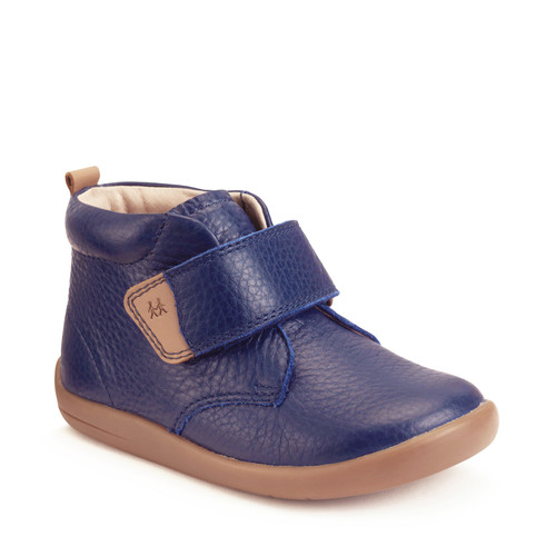 start Rite Totter French Navy Leather Rip-tape First Ankle Boots