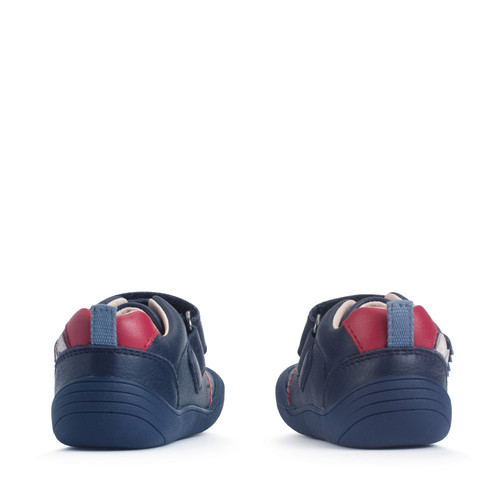 Start Rite Tread Navy Leather Dino Rip-tape First Walking Shoes