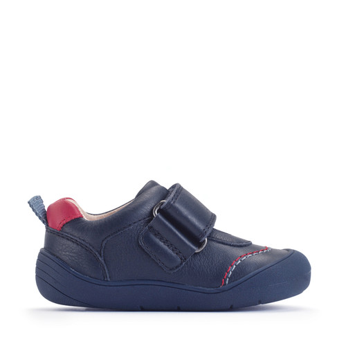 Start Rite Tread Navy Leather Dino Rip-tape First Walking Shoes