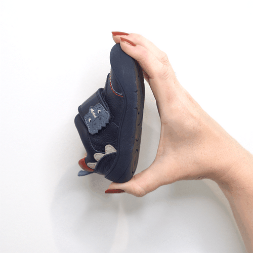 Start Rite Tread Navy Leather /dino Rip-tape First Walking Shoes