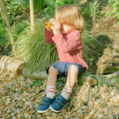 Start Rite Tree House Navy Leather Boys Rip-tape First Walking Shoes