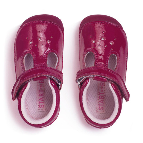Start Rite Tumble Cherry Red Patent Baby Girls Rip-tape T-bar Pre-walkers