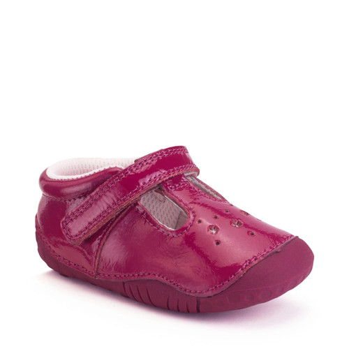 Start Rite Tumble Cherry Red Patent Baby Girls Rip-tape T-bar Pre-walkers