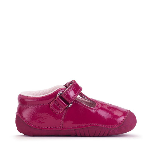 Start Rite Tumble Cherry Red Patent Baby Girls Rip-tape T-bar Pre-walkers