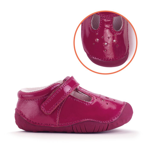 start rite Tumble Cherry red patent baby girls rip-tape t-bar pre-walkers