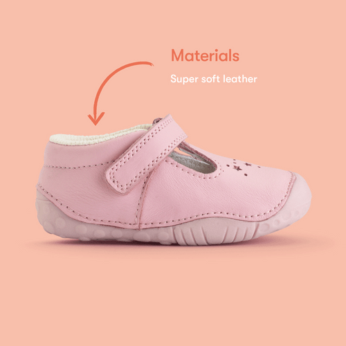 Start Rite Tumble Sugar Pink Leather Girls Rip-tape T-bar Pre-walkers