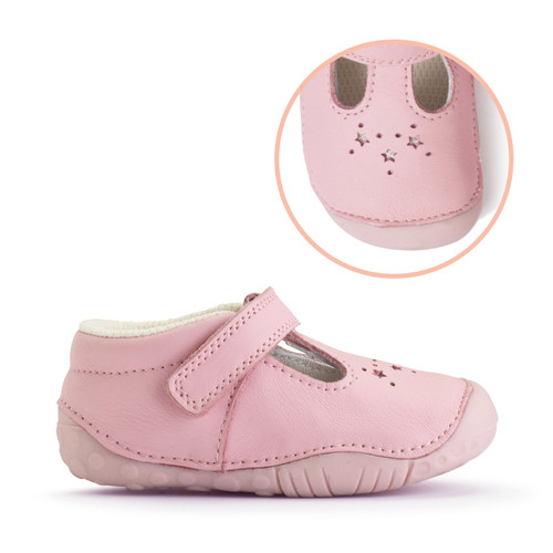 start rite Tumble Sugar pink leather girls rip-tape t-bar pre-walkers