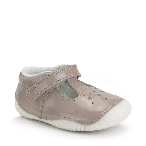 Start Rite Tumble Taupe Patent Baby Girls Rip-tape T-bar Pre-walkers