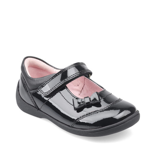 Start Rite Twizzle Black Patent Girls Rip-tape First School Shoes