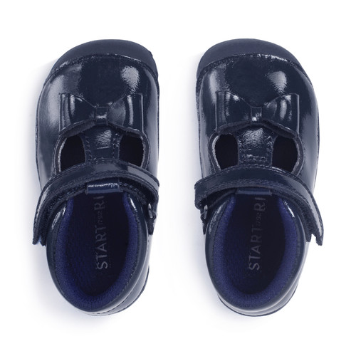 Start Rite Wiggle Navy Blue Patent Girls T-bar Pre-walker Shoes