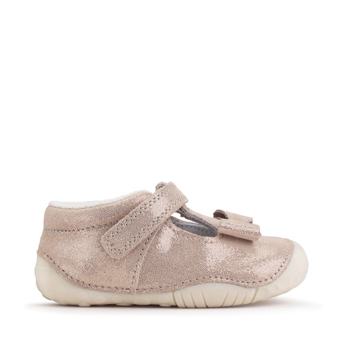 start rite Wiggle Pale gold glitter nubuck girls t-bar pre-walker shoes