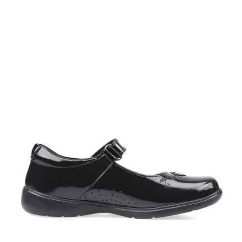 Start Rite Wish Black Patent Girls Rip-tape School Shoes