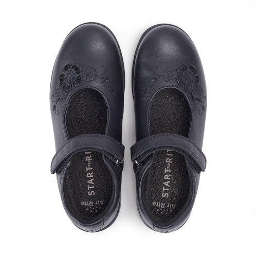 Start Rite Wish Navy Blue Leather Girls Rip-tape School Shoes
