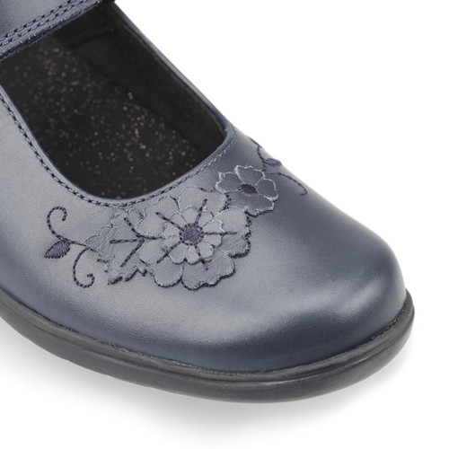 Start Rite Wish Navy Blue Leather Girls Rip-tape School Shoes