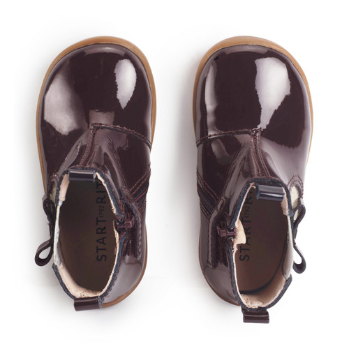 Start Rite Wonderland Burgundy Patent Girls Zip-up First Chelsea Boots