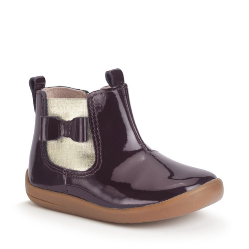 Start Rite Wonderland Burgundy Patent Girls Zip-up First Chelsea Boots