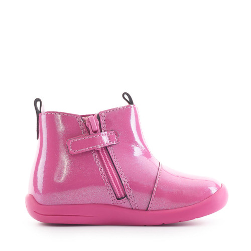 Start Rite Wonderland Rose Pink Glitter Patent Girls Zip-up Boots