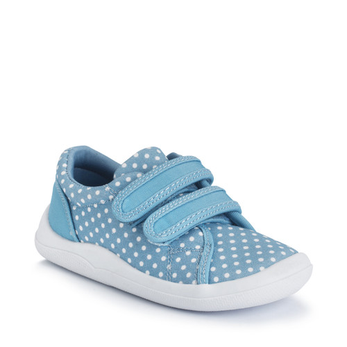 Start Rite Wriggles Double Bar Blue Polka Dot Girls Rip-tape First Walking Shoes