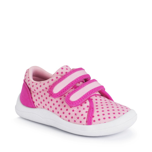 Start Rite Wriggles Double Bar Pink Polka Dot Girls Rip-tape First Walking Shoes