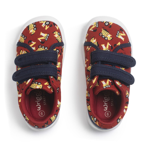 Start Rite Wriggles Double Bar Red Digger Rip-tape First Walking Shoes