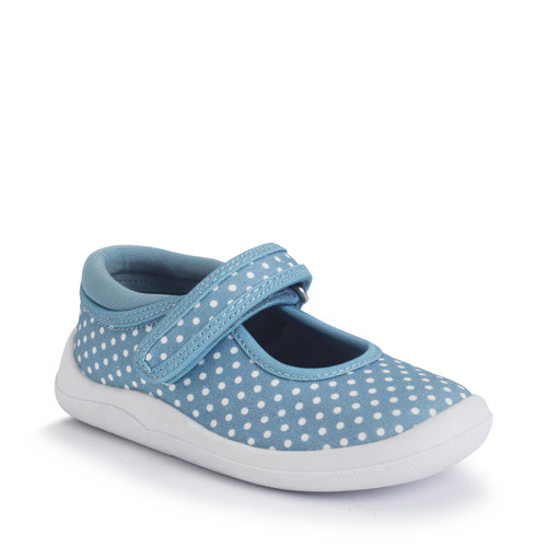 Start Rite Wriggles Mary Jane Blue Polka Dot Girls Rip-tape First Walking Shoes