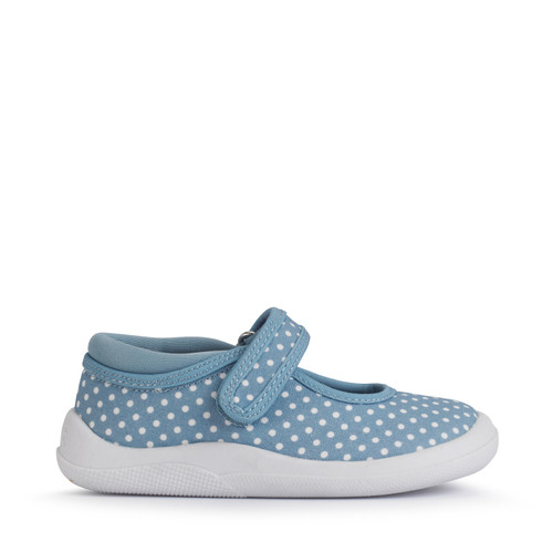 start rite Wriggles Mary Jane blue polka dot girls rip-tape first walking shoes