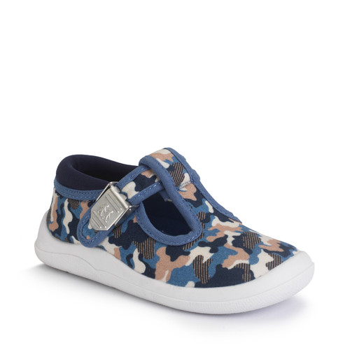 Start Rite Wriggles T-bar Navy Camo Print Buckle First Walking Shoes