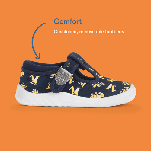 Start Rite Wriggles T-bar Navy Digger Print Buckle First Walking Shoes