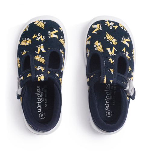 Start Rite Wriggles T-bar Navy Digger Print Buckle First Walking Shoes