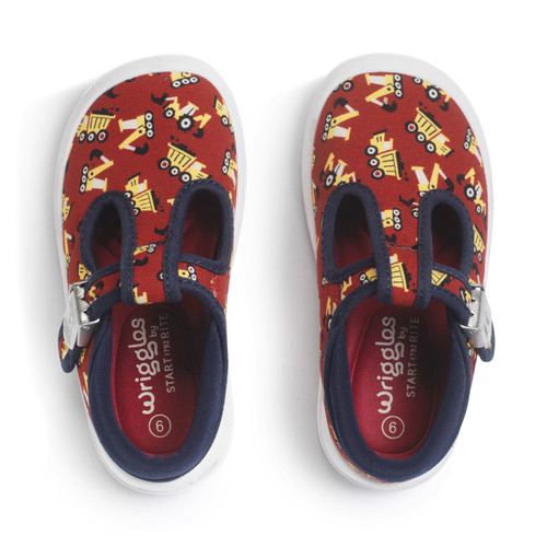 Start Rite Wriggles T-bar Red Digger Print Buckle First Walking Shoes