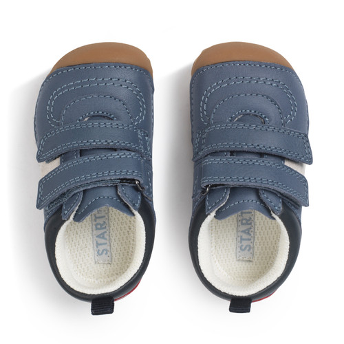Start Rite Zap Denim Blue Leather/nubuck Rip-tape Baby Pre-walkers