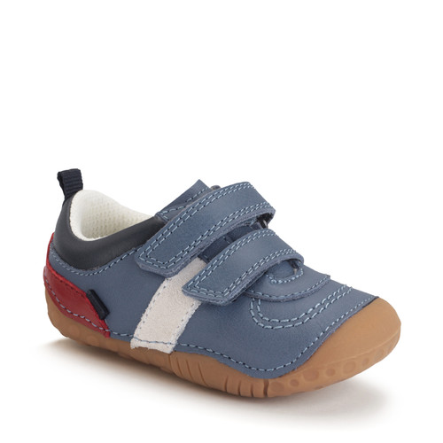 Start Rite Zap Denim Blue Leather/nubuck Rip-tape Baby Pre-walkers