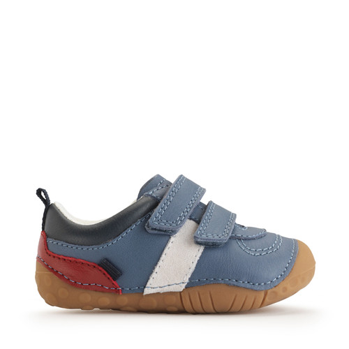 start rite Zap Denim blue leather/nubuck rip-tape baby pre-walkers